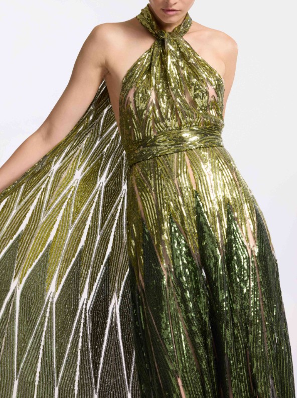 Green Embroidered Tulle Long Dress ELie Saab - women - ELIE Green Embroidered Tulle Long Dress ELie Saab - women - ELIE